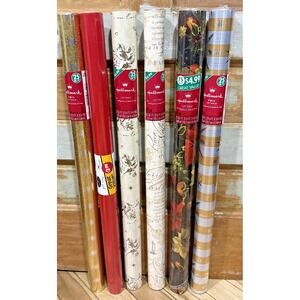 Vintage Lot Hallmark Christmas Gift Wrap Paper Rolls Sealed 6 Pc